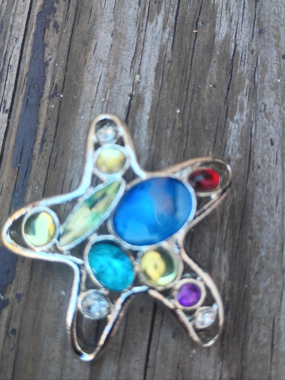 Multicolor Starfish Pendant Necklace - Blue Accent
